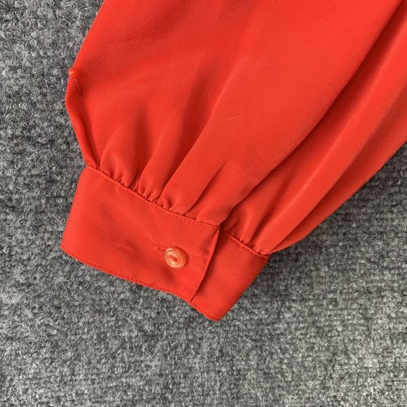 Vintage 80’s Red Button Up Blouse La Blouse Sz 10 Long Sleeve W/ Shoulder Pads - Picture 10 of 10